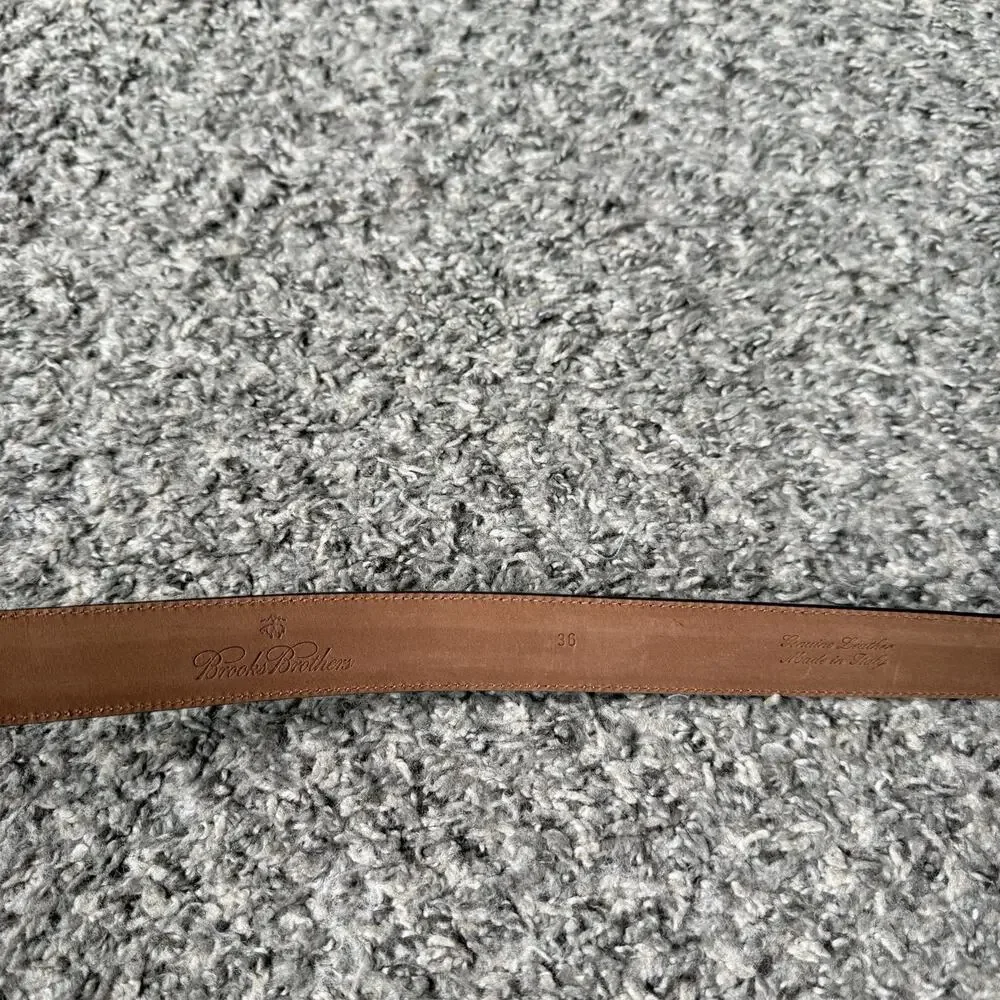 Brooks Brothers Brown Gold tone Made in Italy Genuine Leather Belt Size 36 NEW